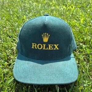 Vintage rolex Green Corduroy strapback hat